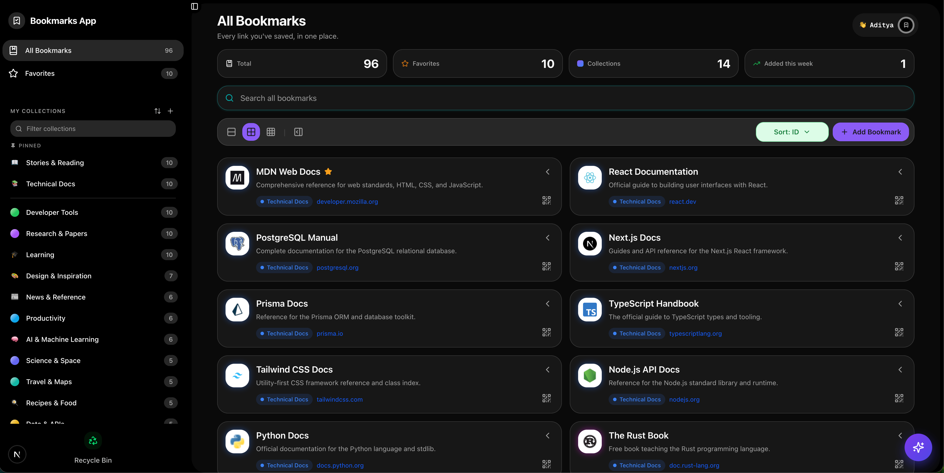 Your bookmarks, beautifully organized — Bookmarks App screenshot